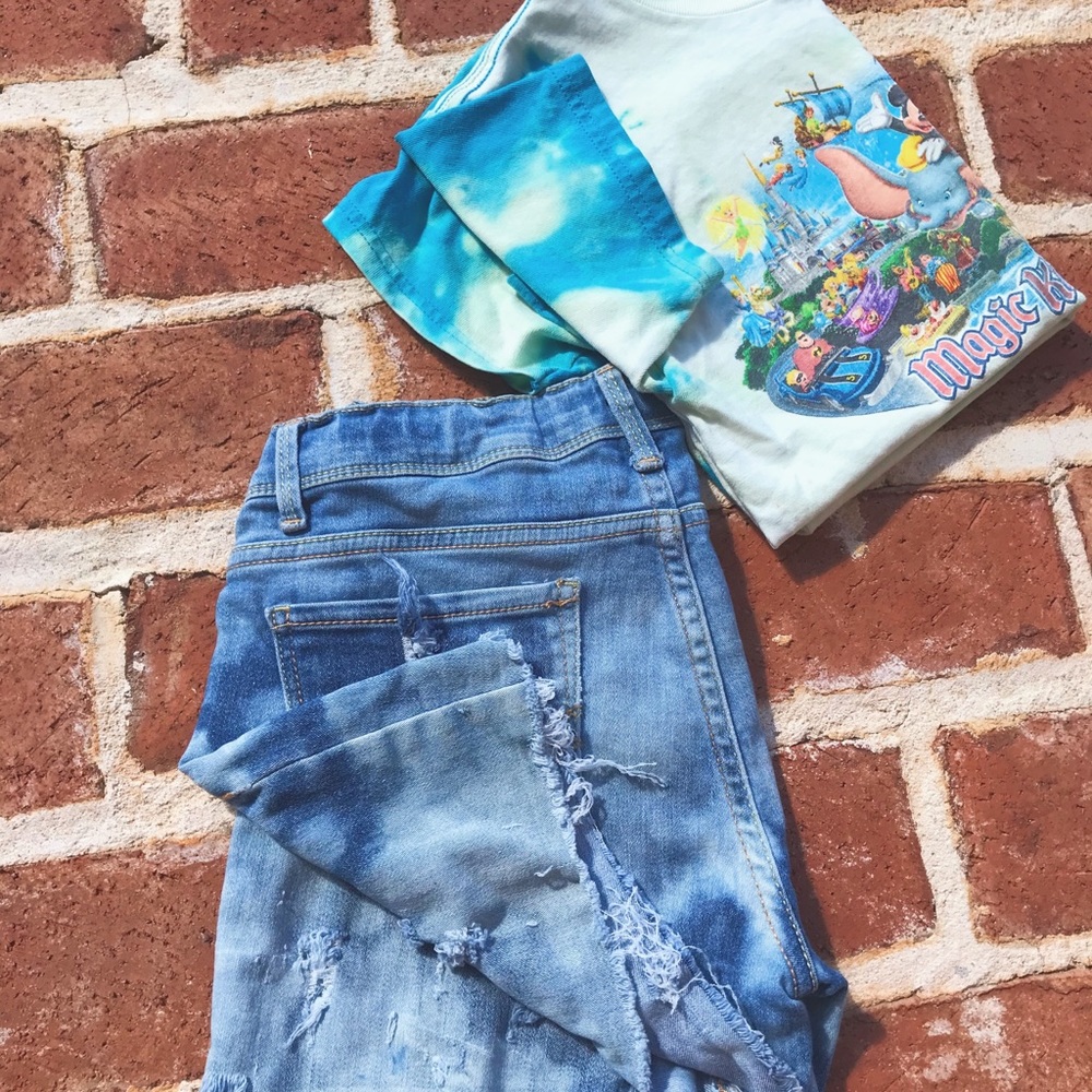 Blue Disney baby tee tye dye t-shirt
